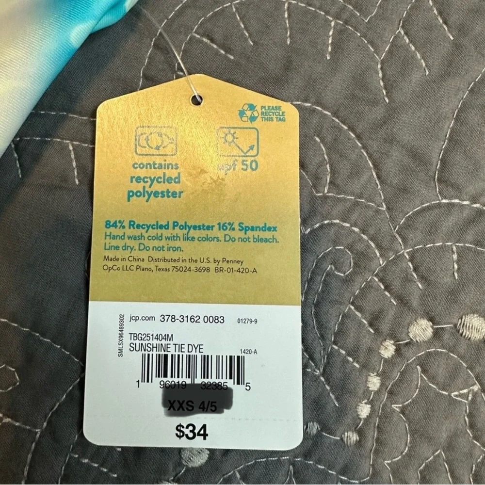 Thereabouts Girls Sunshine Tie Dye One Piece Swimsuit NWT Size S 7/8